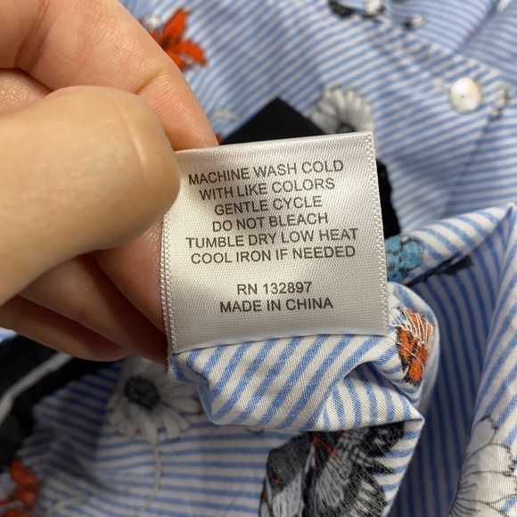 June And Delancey Striped Floral Bell Sleeve Top Size Small - Picture 5 of 5